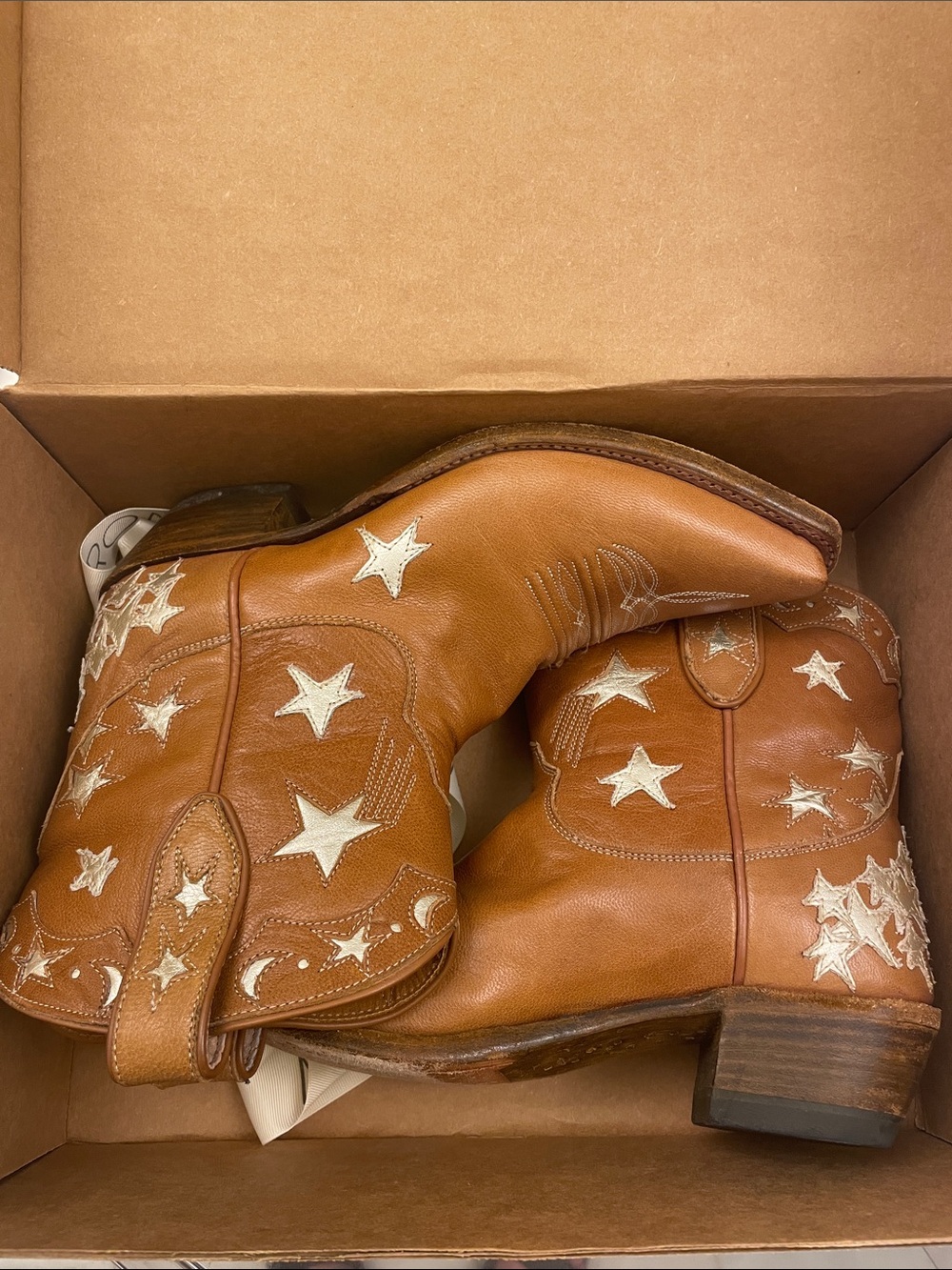 Miron Crosby Brooke Sienna Star Leather Ankle Boots